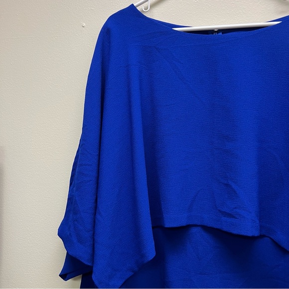 Adrianna Papell Plus Draped Popover Blouson Sheath Dress In Blue Womens Size 20 - Picture 4 of 12